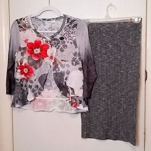 Christopher & Banks Mini Cardigan and Cover Stitched Pencil Skirt Set